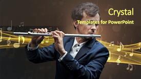  Presentation with flute - Colorful theme enhanced with musician playing on his flute backdrop and a tawny brown colored foreground