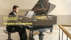  Presentation with blue piano - Audience pleasing theme consisting of musician playing piano backdrop and a violet colored foreground