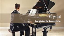  Presentation with piano - Theme with musician playing piano background and a coral colored foreground