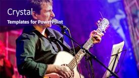  Presentation with stage - Cool new presentation theme with musician plays a guitar on stage backdrop and a navy blue colored foreground
