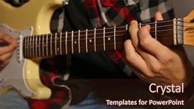  Presentation with electric guitar - Presentation design consisting of musician plays electric guitar close up background and a wine colored foreground
