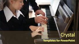  Presentation with trains - Amazing PPT theme having musician teacher trains to play backdrop and a tawny brown colored foreground