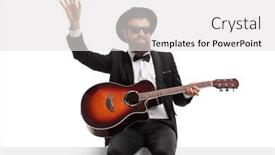  Presentation with acoustic - Beautiful presentation theme featuring musician-with-an-acoustic-guitar backdrop and a white colored foreground