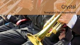  Presentation with instrument - Slide set featuring musicians play wind instruments background and a coral colored foreground