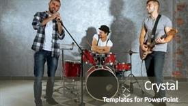  Presentation with studio - PPT layouts featuring musicians-playing-musical-instruments background and a dark gray colored foreground