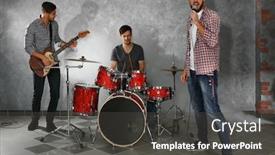  Presentation with studio - Colorful theme enhanced with musicians-playing-musical-instruments backdrop and a dark gray colored foreground