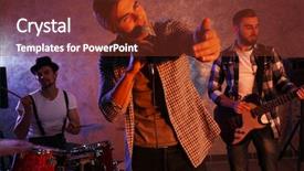  Presentation with music singing - Amazing theme having musicians playing musical instruments backdrop and a tawny brown colored foreground