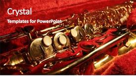  Presentation with bag iv fluid - Slide set featuring musicology - saxophone in red bag background and a crimson colored foreground