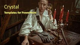  Presentation with wide - PPT theme featuring musketeer-nobleman-in-a-white background and a wine colored foreground