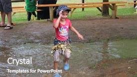  Presentation with play kids - Presentation featuring muskogee ok - may 24 kids play in water after rain at the oklahoma 19th annual renaissance festival on may 24 2014 at the castle of muskogee in muskogee ok background and a gray colored foreground