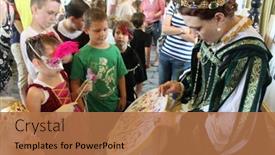  Presentation with embroidery craft - Presentation theme enhanced with muskogee-ok-may-24-woman background and a coral colored foreground