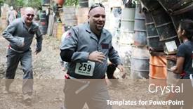  Presentation with zombie forest - Audience pleasing slides consisting of dog in a red jumpsuit symbol of the year 2018 the year of the fire dog yellow backdrop and a white colored foreground