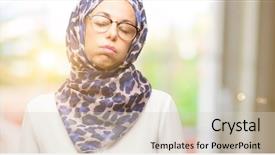  Presentation with overworked - Slides enhanced with muslim arab woman wearing hijab background and a lemonade colored foreground