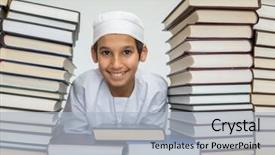  Presentation with arabic - Cool new presentation with muslim arabic kid in library backdrop and a light blue colored foreground