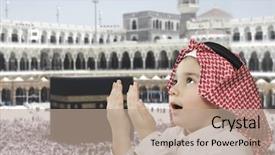  Presentation with muslim - Cool new theme with muslim arabic kid praying backdrop and a coral colored foreground