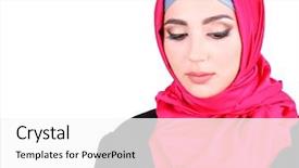 Presentation with arabic woman - PPT layouts having muslim arabic woman reading book background and a white colored foreground