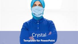  Presentation with arabic woman - Presentation with muslim-arabic-woman-with-mask background and a cobalt blue colored foreground