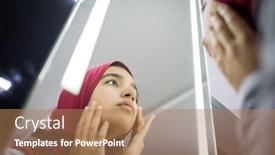  Presentation with beautiful skin - Presentation having muslim-beautiful-girl-looking background and a coral colored foreground