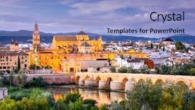  Presentation with cordoba - Audience pleasing PPT theme consisting of muslim christian - cordoba spain old town skyline backdrop and a light blue colored foreground