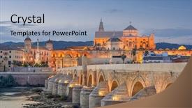  Presentation with cordoba - Presentation theme enhanced with muslim christian - cordoba spain view background and a light blue colored foreground