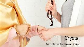  Presentation with friends - Presentation theme consisting of two friends with different religion background and a lemonade colored foreground