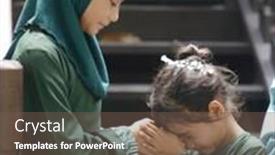  Presentation with hari raya - Presentation theme having muslim-children-greeting-hari-raya background and a tawny brown colored foreground