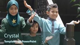  Presentation with raya - Cool new slide set with muslim-children-portrait-hari-raya backdrop and a tawny brown colored foreground