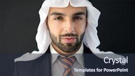  Presentation with arabic music arab man playing - Presentation theme enhanced with muslim clothing - arabic young businessman posing background and a tawny brown colored foreground