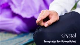  Presentation with woman muslim - Audience pleasing PPT theme consisting of muslim couple man and woman backdrop and a wine colored foreground