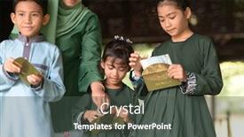  Presentation with muslim family - Slide deck enhanced with muslim-family-children-received-money background and a dark gray colored foreground