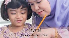  Presentation with muslim family - Audience pleasing PPT theme consisting of muslim family drawing picture backdrop and a coral colored foreground