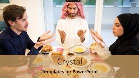  Presentation with iftar - Slides enhanced with muslim-family-gathering-for-having background and a yellow colored foreground