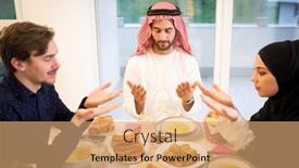  Presentation with muslim family - Amazing slides having muslim-family-gathering-for-having backdrop and a coral colored foreground