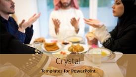  Presentation with iftar - Theme consisting of muslim-family-gathering-for-having background and a yellow colored foreground