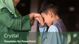  Presentation with hari raya - PPT theme enhanced with muslim-family-greeting-hari-raya background and a ocean colored foreground