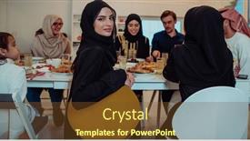  Presentation with halal - Presentation design consisting of muslim-family-having-iftar-dinner background and a tawny brown colored foreground