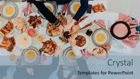 Presentation with feasting - Slide deck with muslim-family-having-iftar-dinner background and a light blue colored foreground