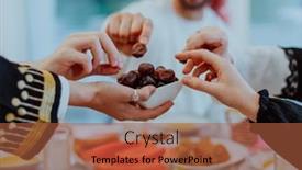  Presentation with feasting - Slide set having muslim-family-having-iftar-dinner background and a red colored foreground