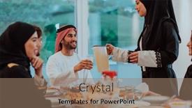  Presentation with feasting - Slide set consisting of muslim-family-having-iftar-dinner background and a coral colored foreground