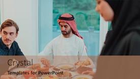  Presentation with halal - Slide set featuring muslim-family-having-iftar-dinner background and a coral colored foreground