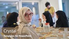  Presentation with muslim family - Presentation having muslim-family-having-iftar-together background and a coral colored foreground