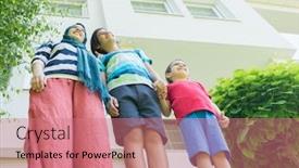  Presentation with muslim family - Colorful presentation theme enhanced with muslim-family-in-front backdrop and a coral colored foreground