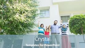  Presentation with muslim family - Slide set having muslim-family-in-front background and a seafoam green colored foreground