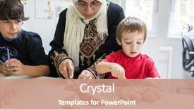  Presentation with muslim family - PPT layouts consisting of muslim family making food background and a coral colored foreground