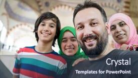  Presentation with masjid - Audience pleasing slides consisting of muslim family portrait in masjid backdrop and a tawny brown colored foreground