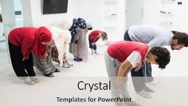  Presentation with muslim family - Amazing slide deck having muslim family praying together backdrop and a light gray colored foreground