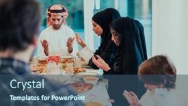  Presentation with family islamic - Slide deck featuring muslim-family-praying-together background and a ocean colored foreground