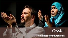  Presentation with praying hands - Audience pleasing slides consisting of muslim father and mother praying backdrop and a tawny brown colored foreground