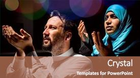  Presentation with praying hands - Amazing PPT layouts having muslim father and mother praying backdrop and a coral colored foreground