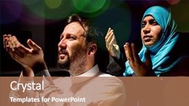  Presentation with solemnity of mother mary of god - PPT theme featuring muslim father and mother praying background and a coral colored foreground
